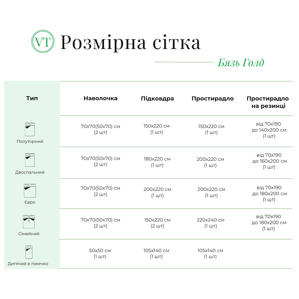 Комплект постільної білизни Vital Textile бязь голд полуторний 150х220 BL1,5-721 - 1